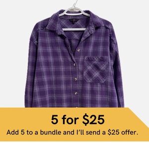 NOBO oversized plaid flannel shirt with fringe.